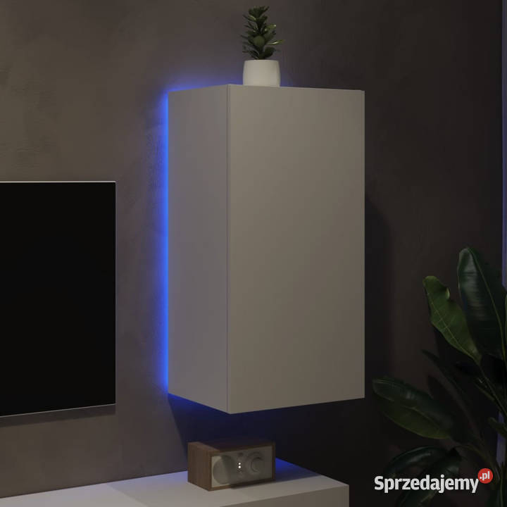 Ścienna szafka TV z LED biała 405x35x80 WM837260 Warszawa sprzedam
