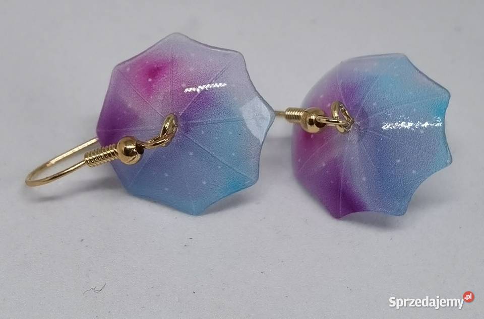 Kolorowe kolczyki parasolki różowoniebieskie Kołobrzeg