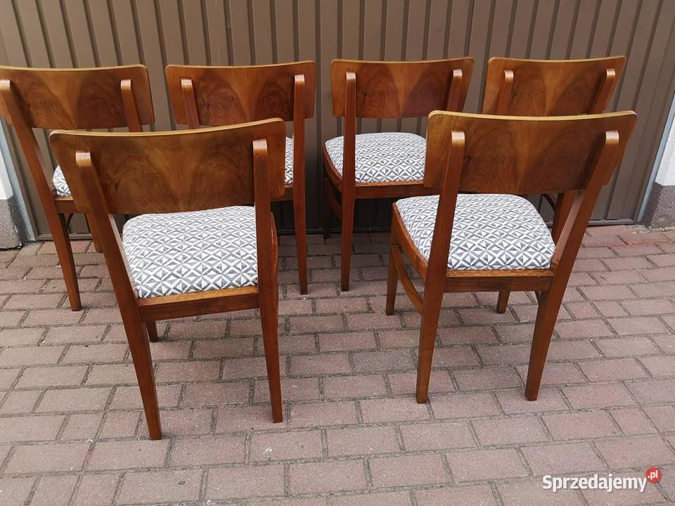 Krzesła ARTDECO Orzech Stare Antyk Komplet 6 Swarzędz