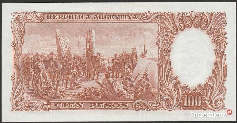 ARGENTYNA 100 PESOS 1969 STAN BANKOWY UNC Łódź