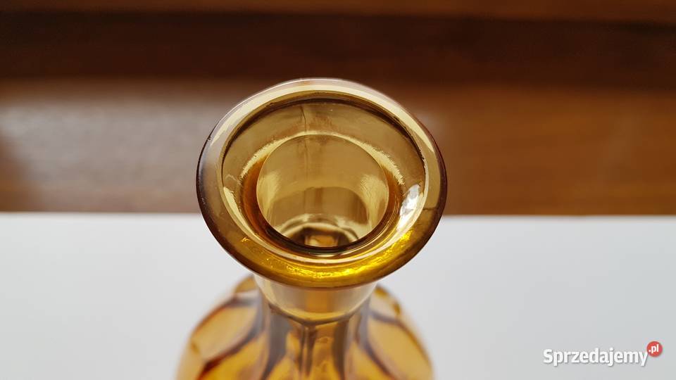 Stara szklana karafka kolorowe szkło śląskie Dąbrowa Górnicza