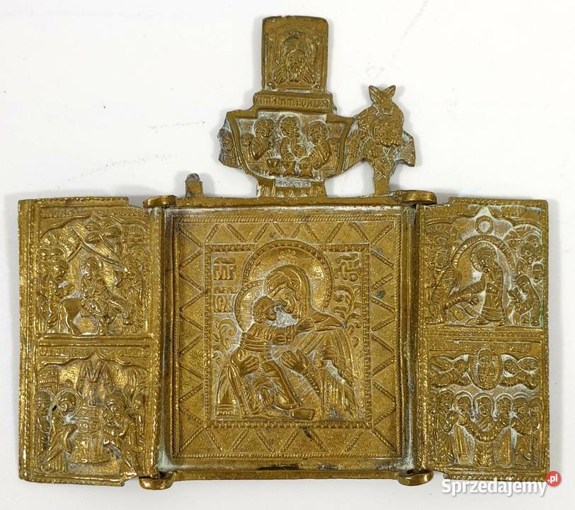 Ikona Matka Boża Włodzimierska Tryptyk XIXw 0421 Warszawa sprzedam