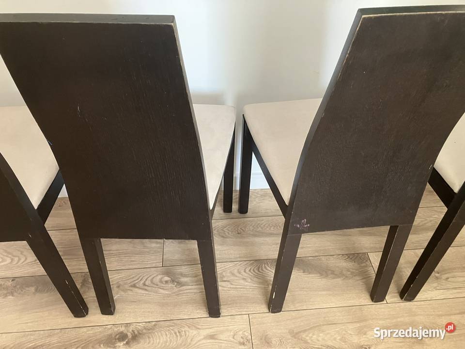 4 krzesła PaMilano drewniane ciemne z jasna Warszawa