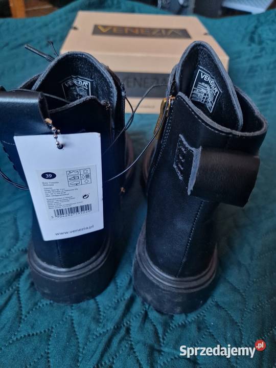 NOWE Buty VENEZIA czarne botki skóra naturalna dolnośląskie Wrocław