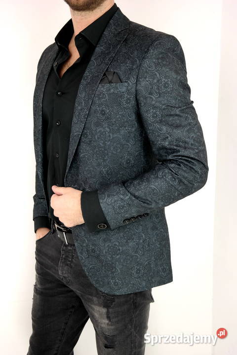 GIOVANNI PERA Marynarka Męska D803 Czarno Szara sprzedam