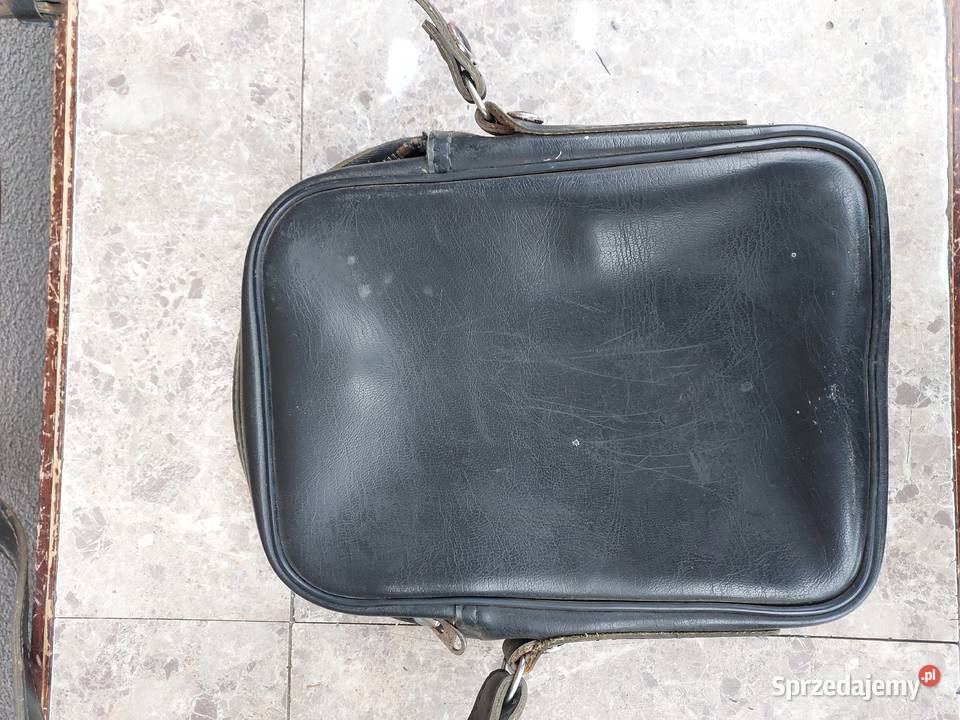 Stara skórzana torba kontrolera mała PRL pomorskie