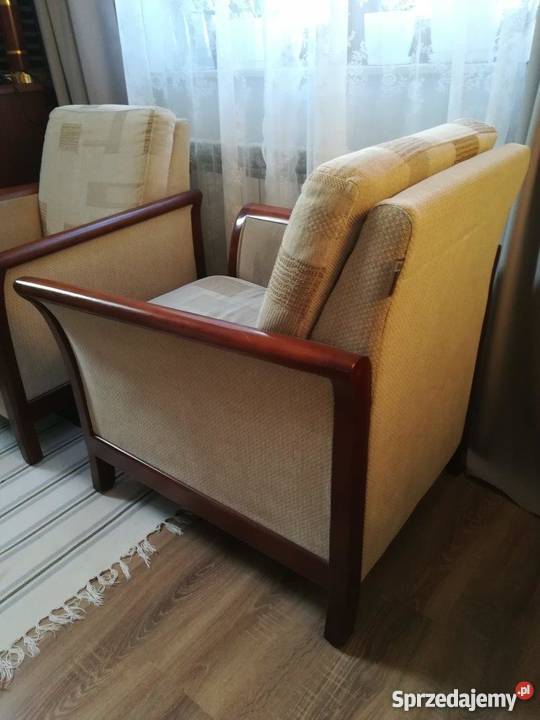 FOTELE Drewniane Tapicerowane MEBLOTAP Kremowe podkarpackie