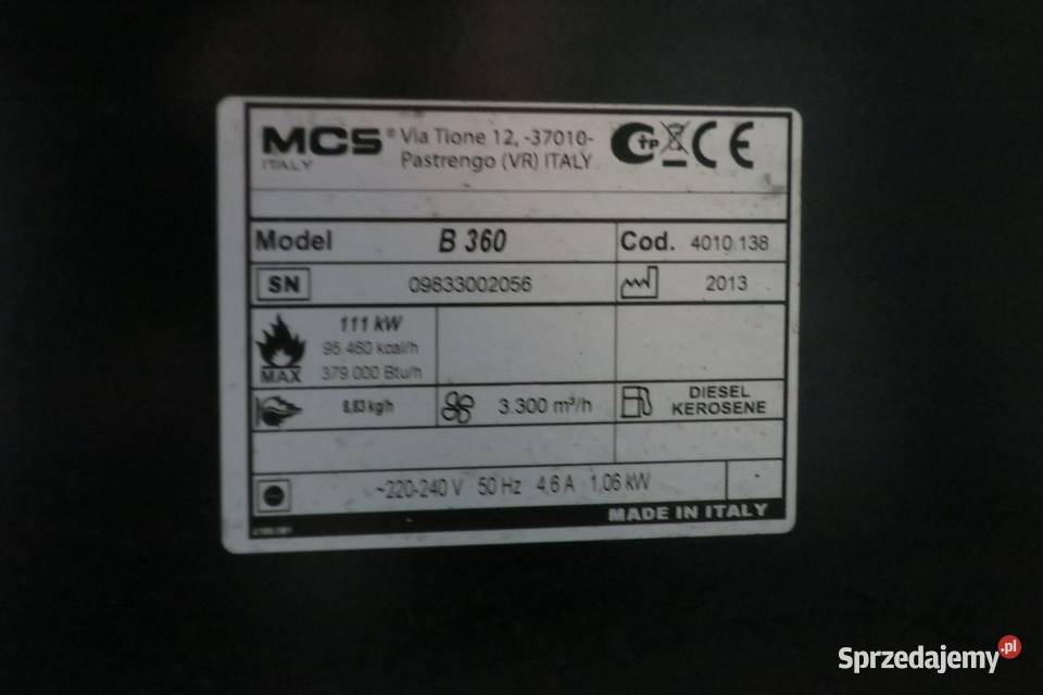 Nagrzewnica olejowa MSC MASTER B 360 warmińsko-mazurskie Reszel