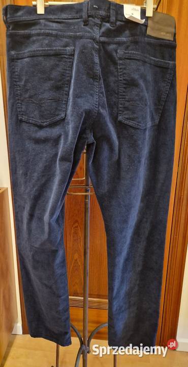 Męskie SPODNIE SZTRUKSOWE granatowe marki niebieski