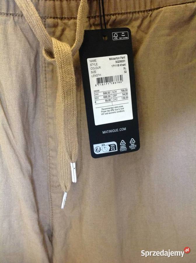 Spodnie Lniane Letnie Męskie XL NOWE Nowa Sól