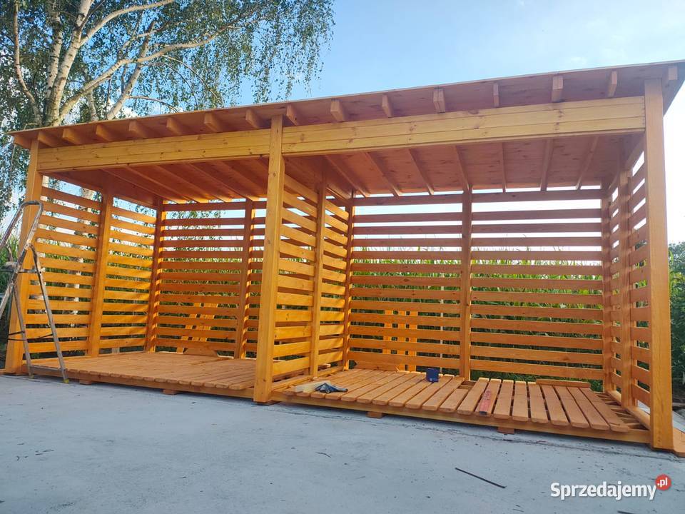 Drewutnia podwójna na drewno 55 x 2m z dachem