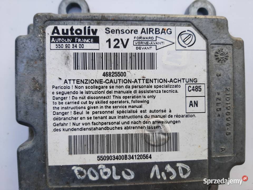 Sensor moduł poduszek Air Bag Fiat Doblo Poduszki powietrzne łódzkie Ksawerów