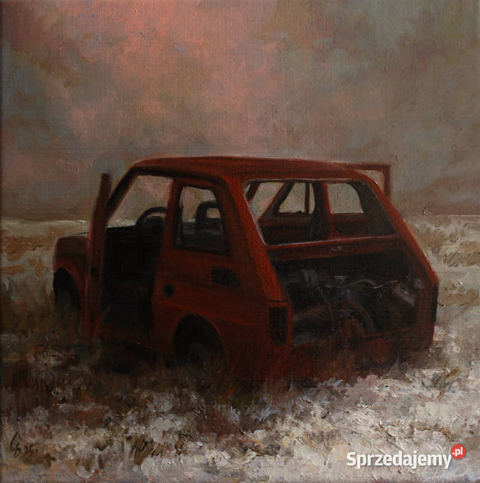Obraz olejny z cyklu Wrosty Fiat 126p 30x30 Strzyżów