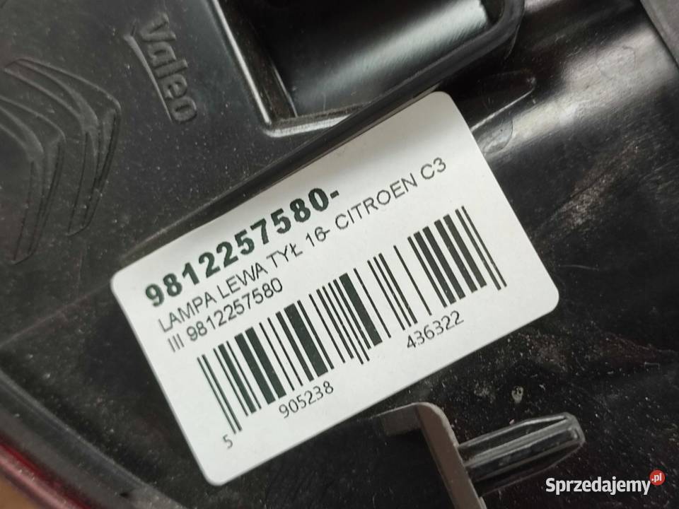 LAMPA LEWY TYŁ CITROEN C3 III SX SY 2016 osobowe