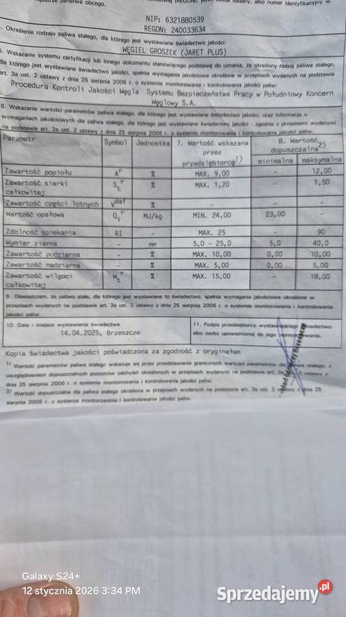 Ekogroszek w workach 30 tauron Brzeszcze sprzedam