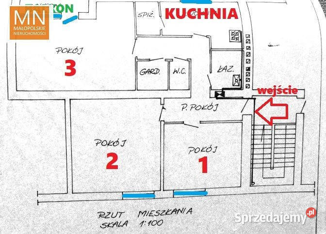 Mieszkanie 86m2 3 pokoje Kraków Kocmyrzowska