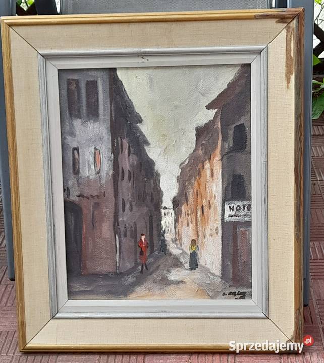 Uliczka AVIGNON obraz olejny deska sygnowany sprzedam