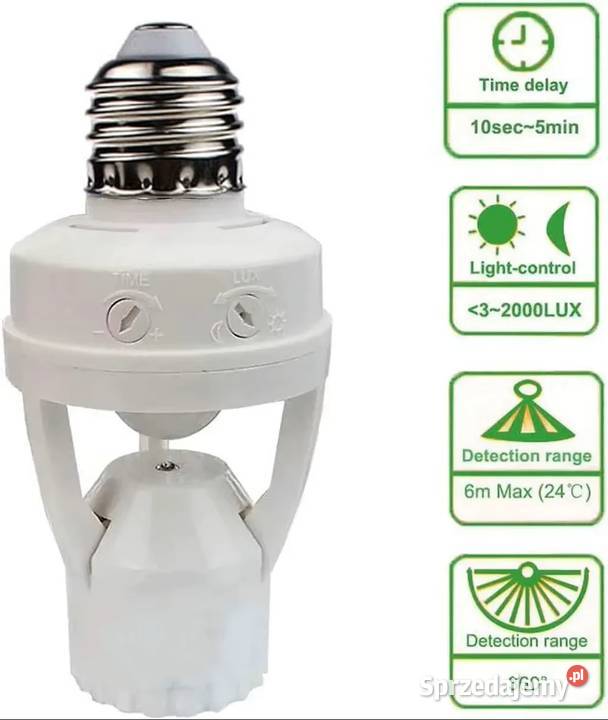 Konwerter żarówki z czujnikiem ruchu PIR i Sieradz