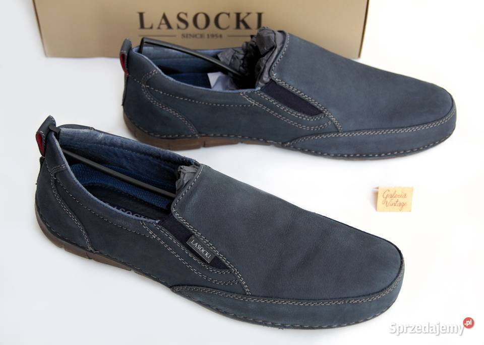 Półbuty męskie skórzane mokasyny granat navy Obuwie lubelskie Lublin