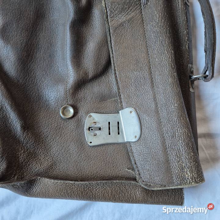 Stara teczka skórzana vintage prl Brzesko