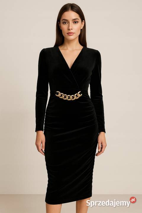 Sukienka czarna welurowa 40 biust 100 Pątnów