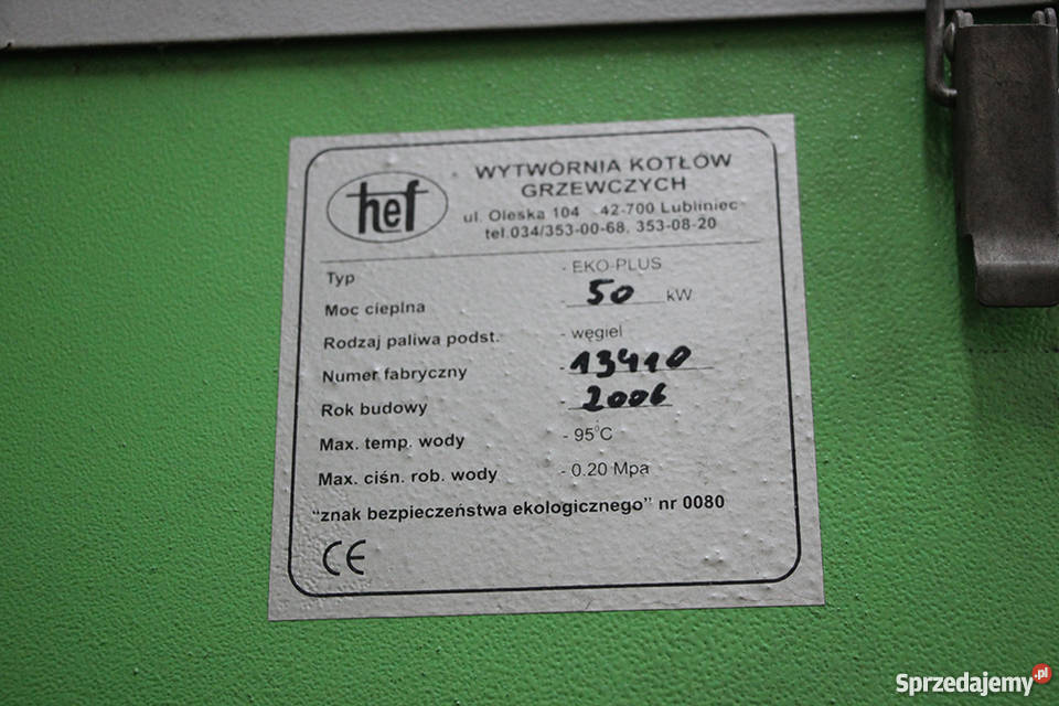 Piec kocioł CO Hef ekoplus 50kw sprawny 100 Pozostałe Tomaszów Mazowiecki