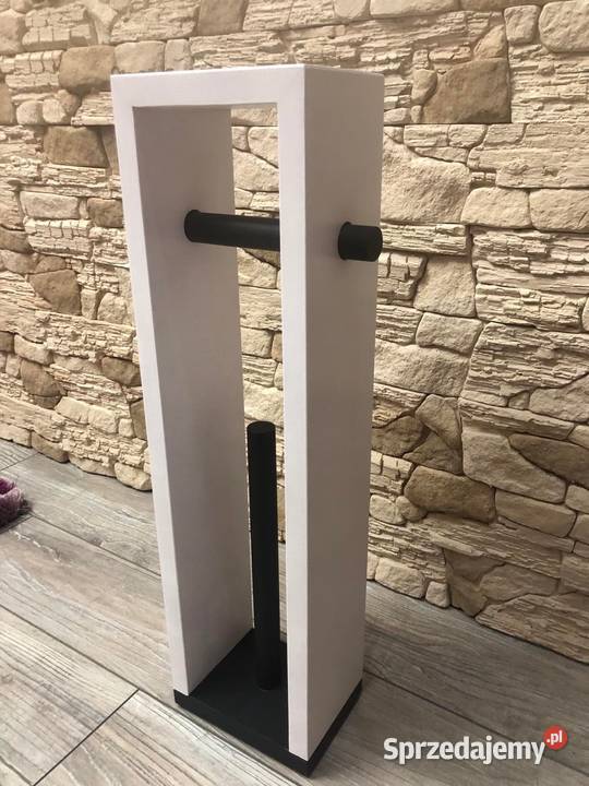 Stojak drewniany LOFT na papier toaletowy kolory biały Dębica