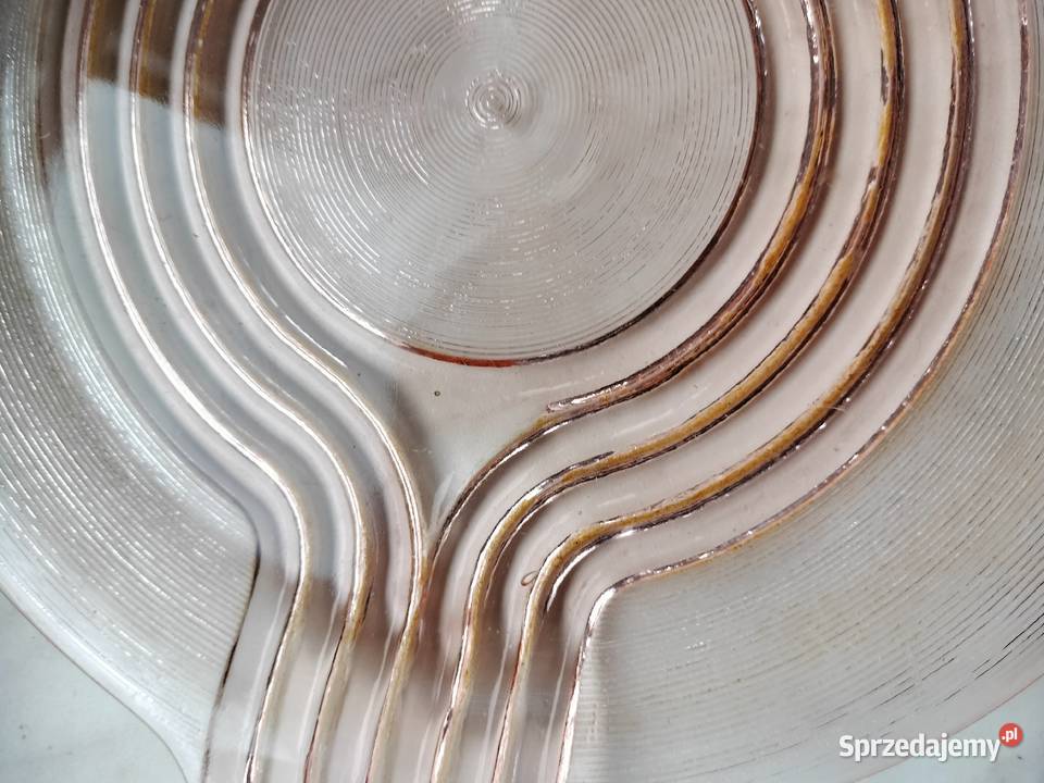 Talerz patera rondo różowyrozalina prl Porcelana i szkło Choszczno
