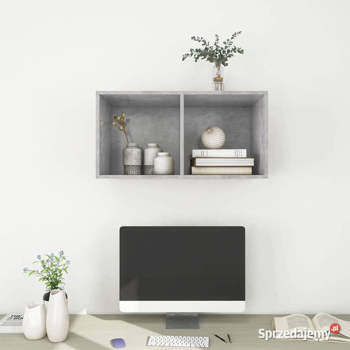 Wisząca szafka pod TV szarość betonu 37x37x72 Warszawa
