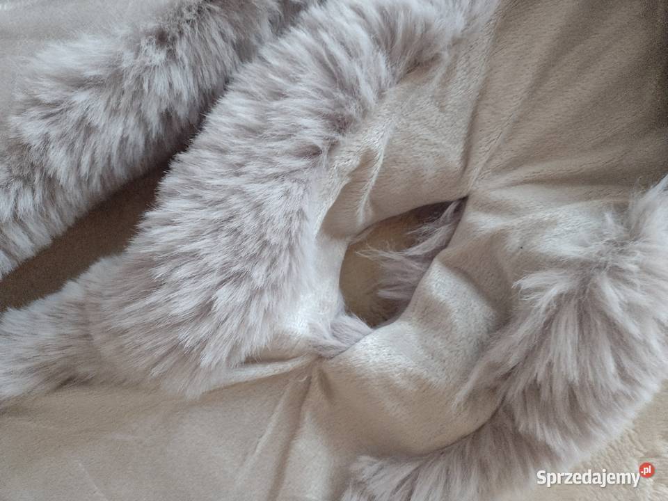 ZARA Wytworny szary Futrzany kołnierz etola szal Kraków