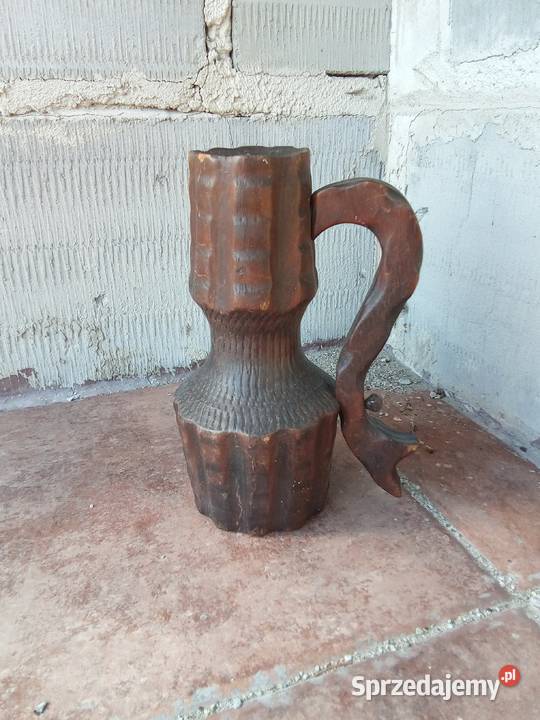 Piękny drewniany świecznik handmade vintage Grójec