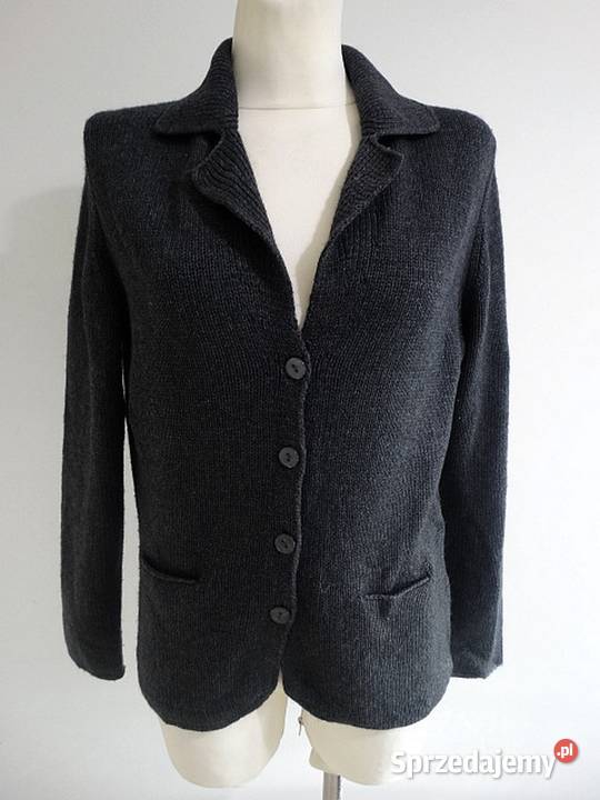 Sweter Kardigan Wełniany Kaszmir Wełna Merino brązowy/beżowy Łomża