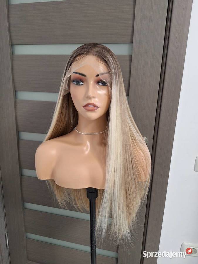 Peruka długa blond shatush z koronkową siateczką Malbork