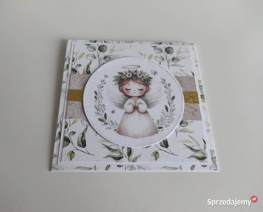 Kartka ręcznie robiona handmade z okazji Chrztu Łódź