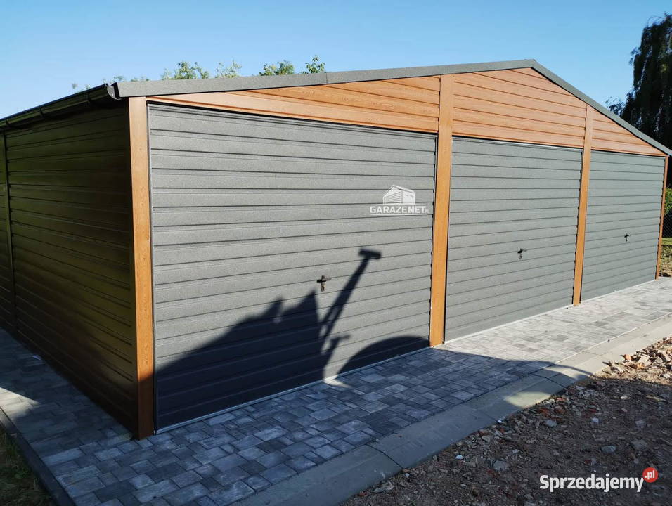 GARAŻ BLASZANY 9m x 6m DWUSPAD 3x BRAMA UCHYLNA