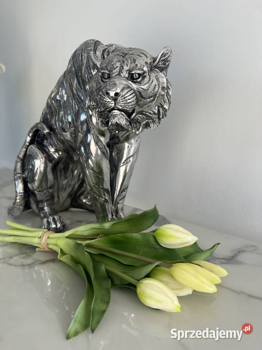 Figura srebrny tygrys Glamour 35x30x18 Golkowice