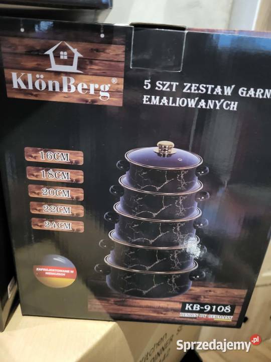 119 Garnki emaliowane Klonberg białe ze złotym