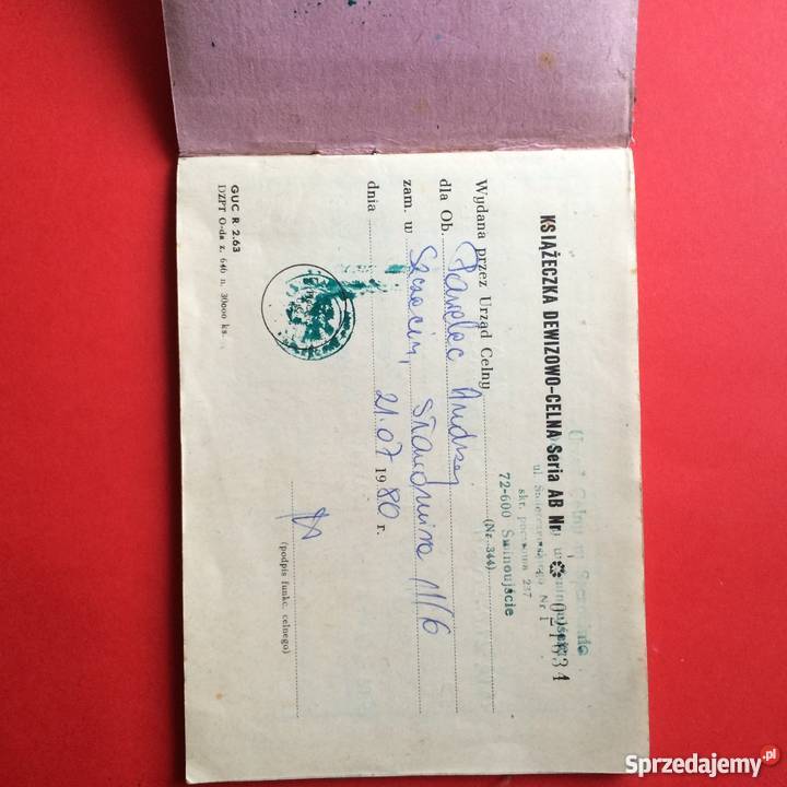 936 Książeczka DewizowoCelna Ochmistrza