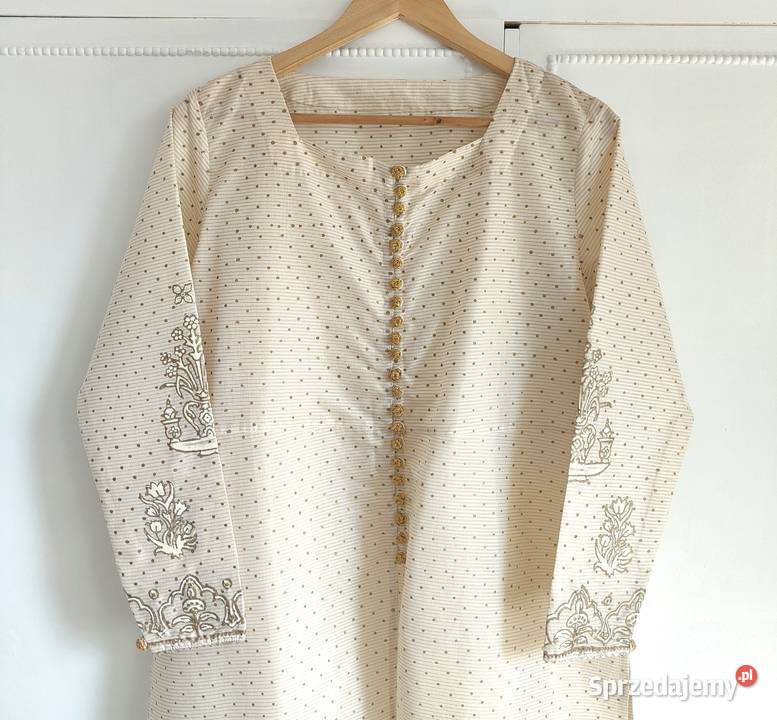 Indyjski komplet XXL 44 beżowy złoty malowany Szczecin