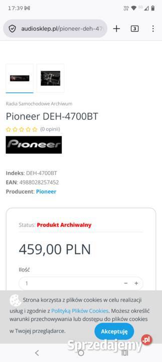 Radio Pionier deh4700bt AM CB radia małopolskie Ciche