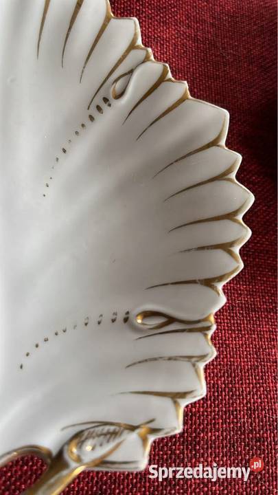 Patera Listek porcelanowy Złocony Biała pomorskie Gdańsk