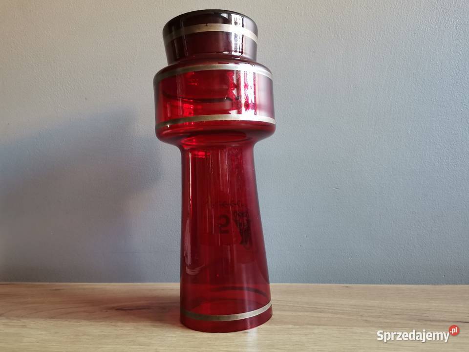 Stary czerwony wazon okolicznościowy PRL śląskie Katowice