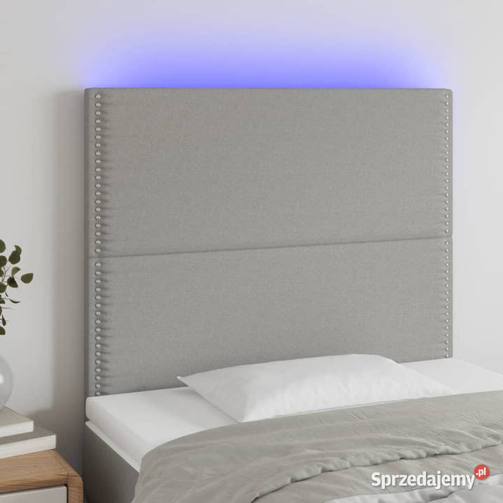 Zagłówek do łóżka z LED jasnoszary 80x5x118128