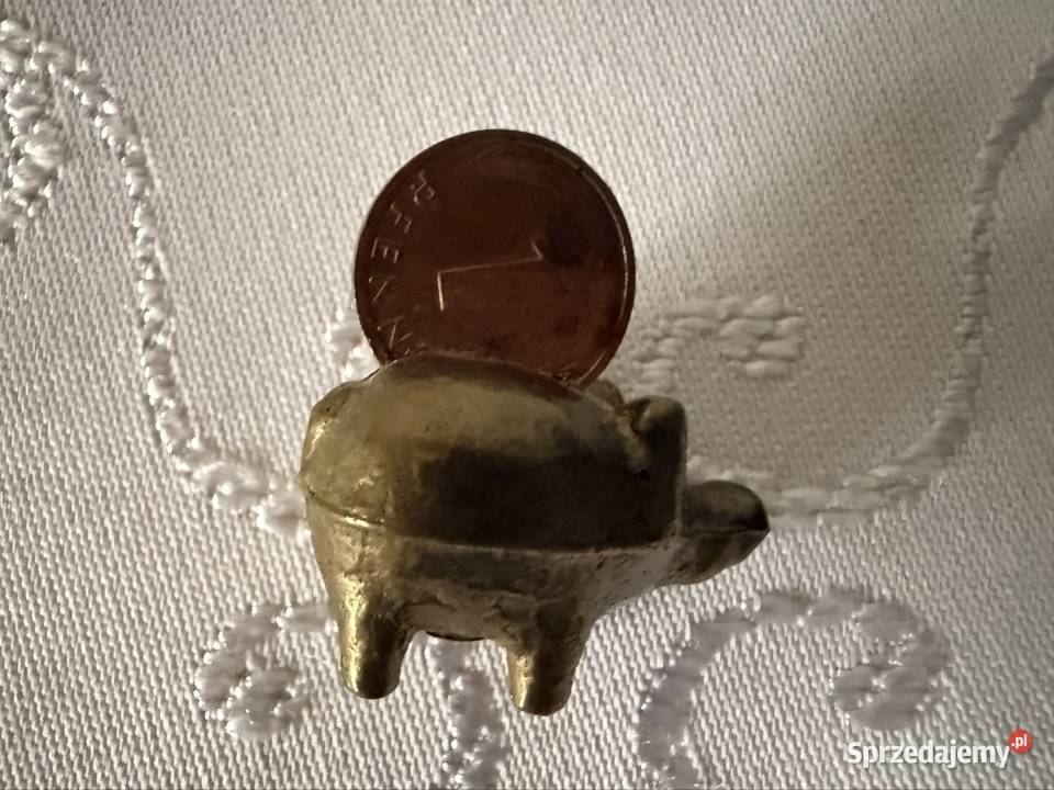 Mosiężna Figurka Świnka z Pieniążkiem Miniaturka