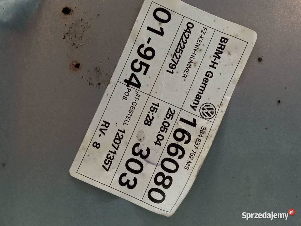 MECHANIZM SZYBY PRAWY PRZÓD 3B4837752 VW