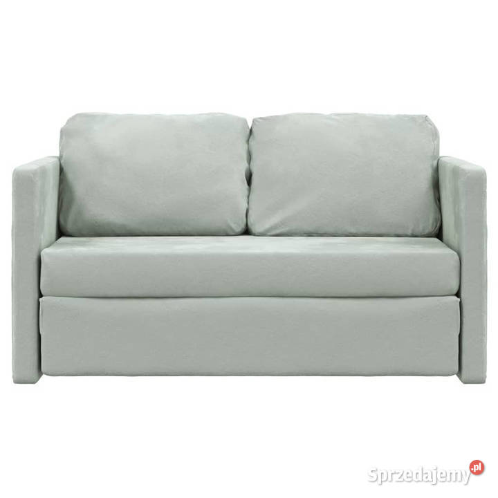 Sofa podłogowa 2w1 jasnoszara 122x204x55 aksamit Sofy i kanapy Warszawa