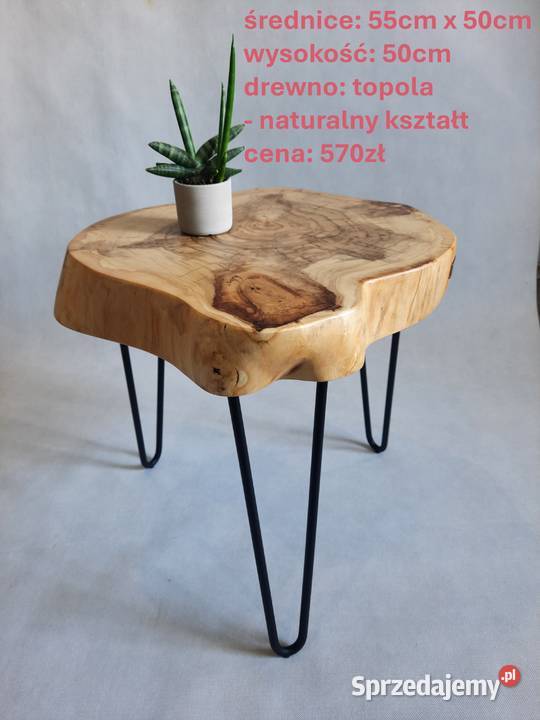 Stolik kawowy plaster drewna loft industrial Pozostałe Długołęka