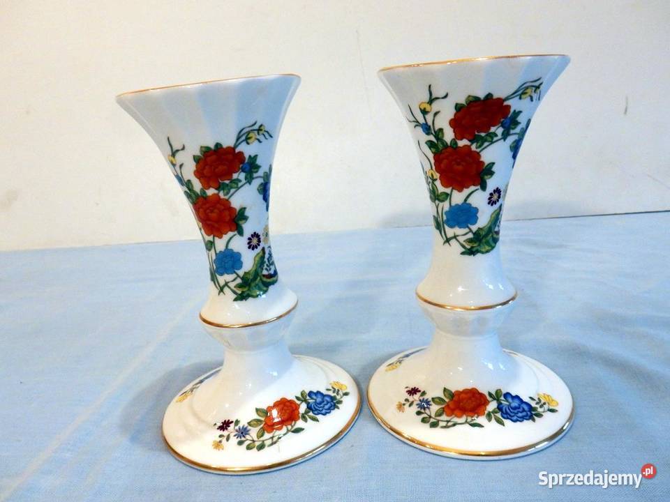 Dwa świeczniki Porcelana Aynsley Jamille Rose wielkopolskie Piła