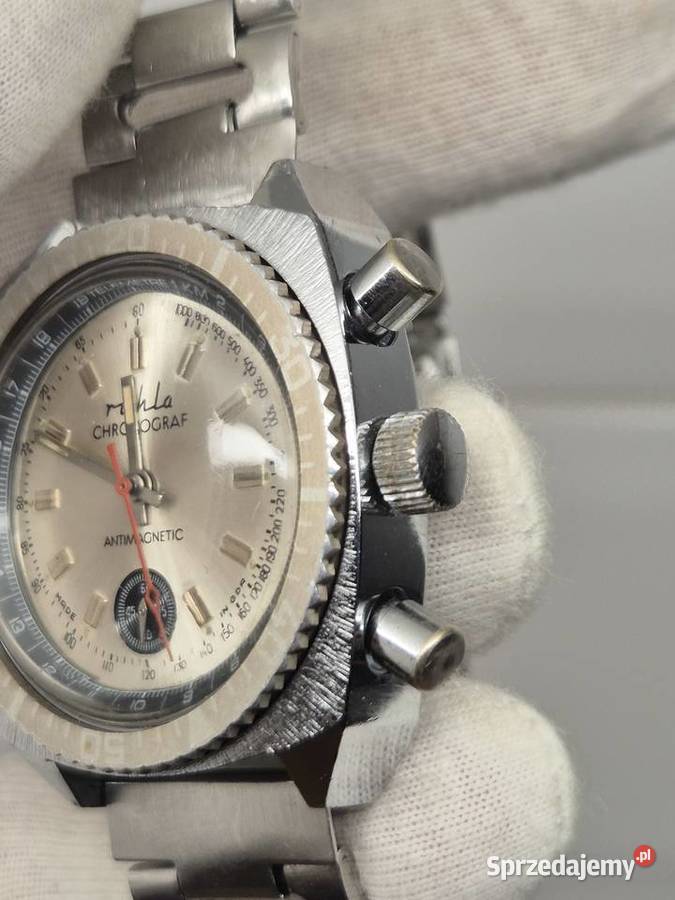 Zabytkowy zegarek Ruhla chronograf z NRD Chorzów