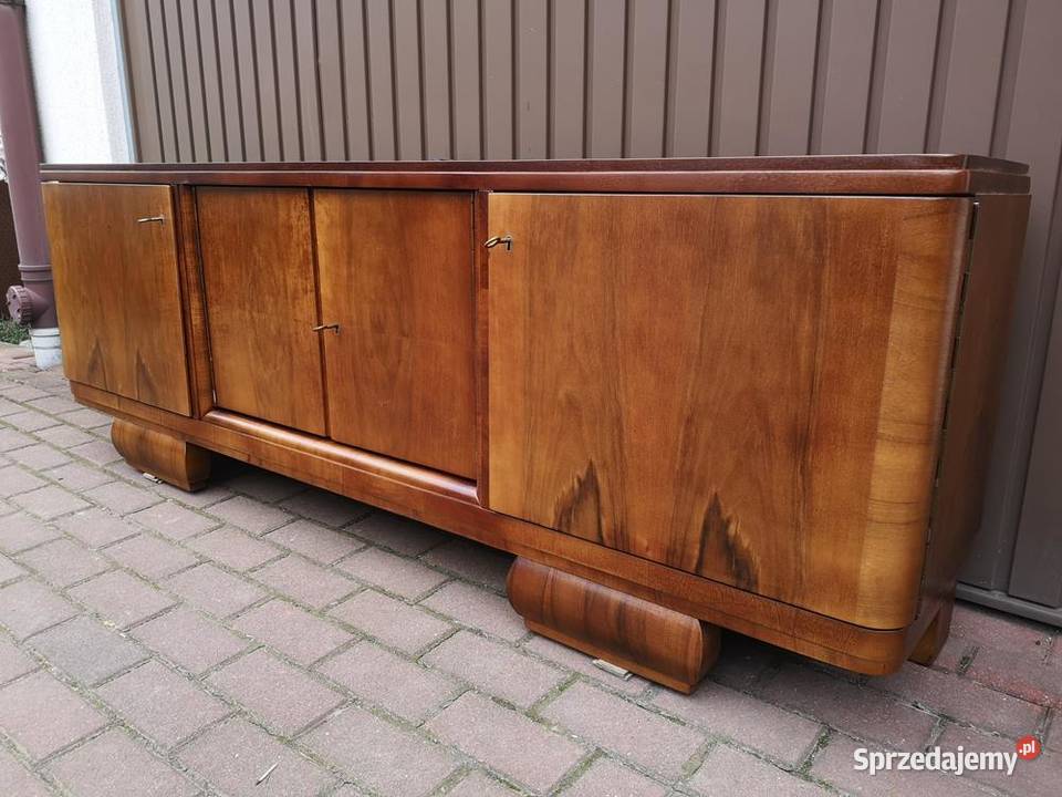 Komoda Niska ARTDECO RTV Orzech 186 Stara Antyk Antyki, Sztuka, Kolekcje wielkopolskie Swarzędz